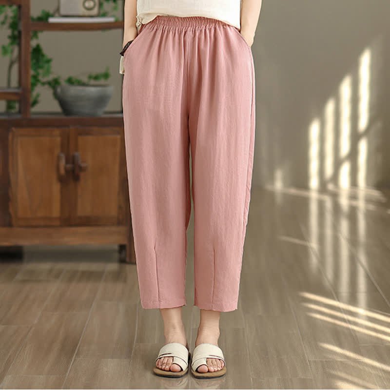 Buddha Stones Pantalones casuales de verano para mujer, de color liso, corte ajustado y con bolsillos. - image 20