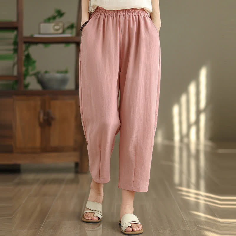 Buddha Stones Pantalones casuales de verano para mujer, de color liso, corte ajustado y con bolsillos. - image 18