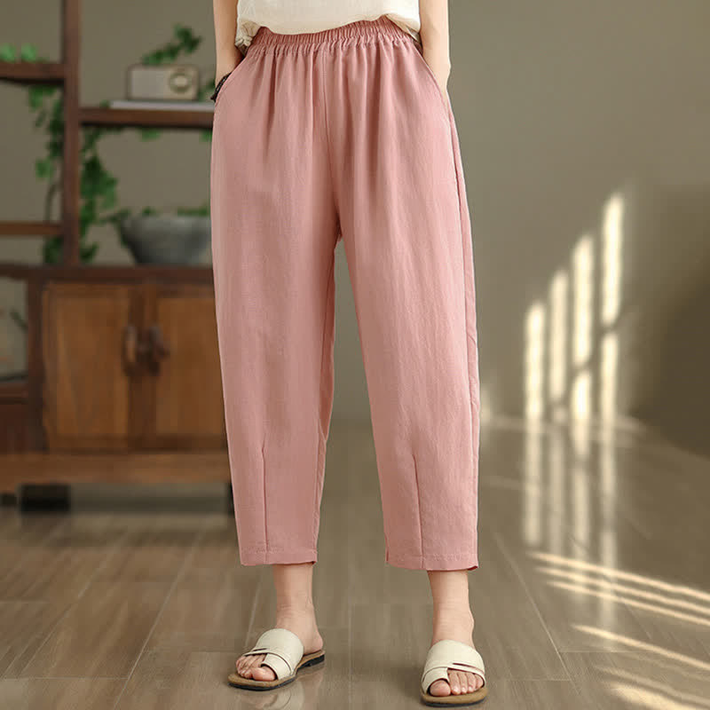 Buddha Stones Pantalones casuales de verano para mujer, de color liso, corte ajustado y con bolsillos. - rosa claro - US8-10，UK/AU12-14，EU40-42 (2XL) - image 16