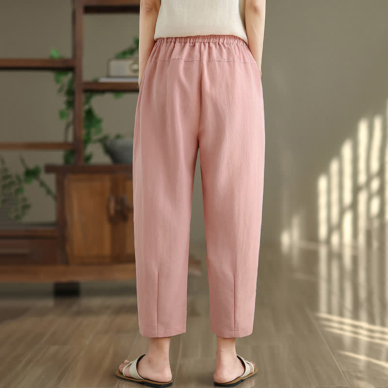 Buddha Stones Pantalones casuales de verano para mujer, de color liso, corte ajustado y con bolsillos. - image 17