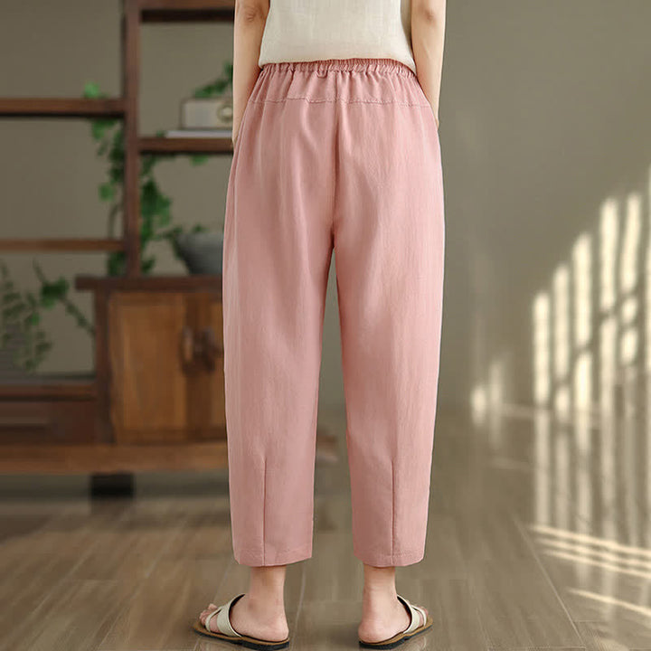 Buddha Stones Pantalones casuales de verano para mujer, de color liso, corte ajustado y con bolsillos. - image 17