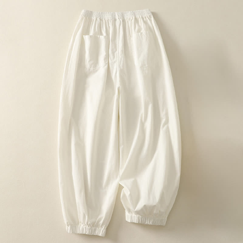 Buddha Stones Pantalones de verano informales para mujer con cintura elástica, corte ajustado y bolsillos. - image 11