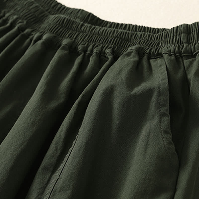 Buddha Stones Pantalones de verano informales para mujer con cintura elástica, corte ajustado y bolsillos. - image 1