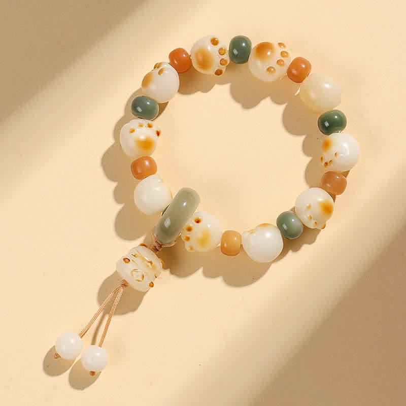 Buddha Stones Pulsera de la riqueza con diseño de huella de gato y semillas de Bodhi naturales - image 7