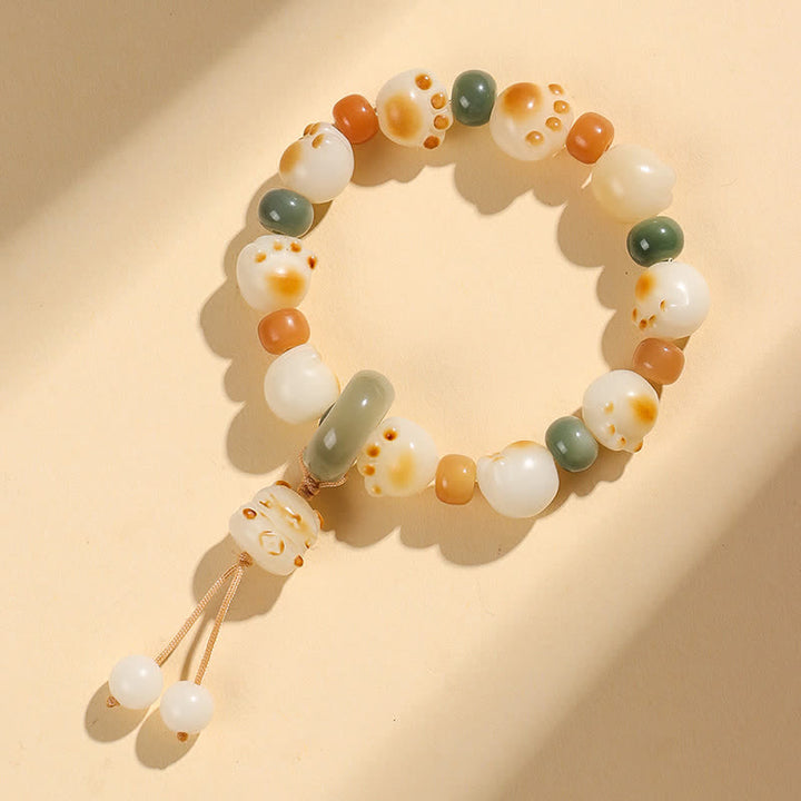 Buddha Stones Pulsera de la riqueza con diseño de huella de gato y semillas de Bodhi naturales - image 7