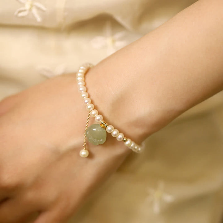Buddha Stones Pulsera de perlas de la suerte con diseño de huella de gato de jade Hetian natural - image 3