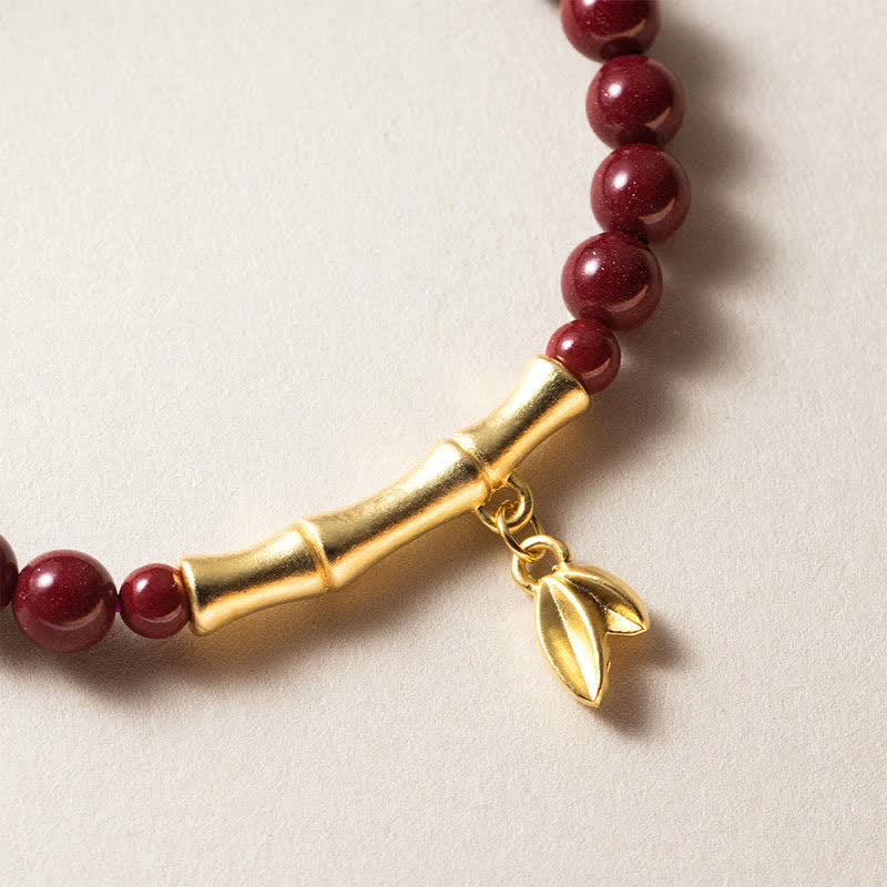 Buddha Stones Pulsera de bambú con bendición y cinabrio de plata de ley 999 - image 3