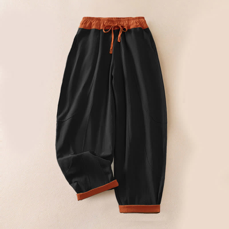 Pantalones Buddha Stones de pana de algodón con contraste de colores y forro polar térmico para mujer con bolsillos - Versión para todas las temporadas - Negro - US16，UK/AU20，EU48 (3XL) - image 41