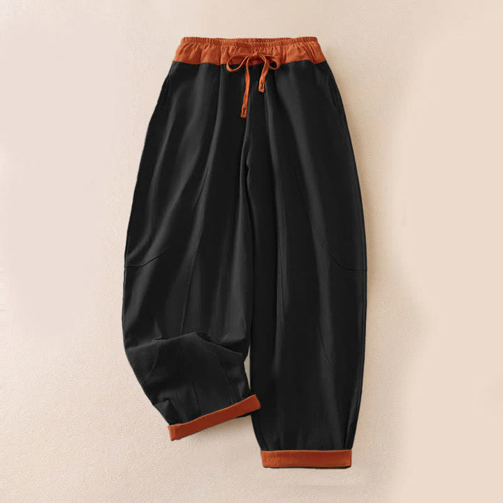 Pantalones Buddha Stones de pana de algodón con contraste de colores y forro polar térmico para mujer con bolsillos - Versión para todas las temporadas - Negro - US16，UK/AU20，EU48 (3XL) - image 41
