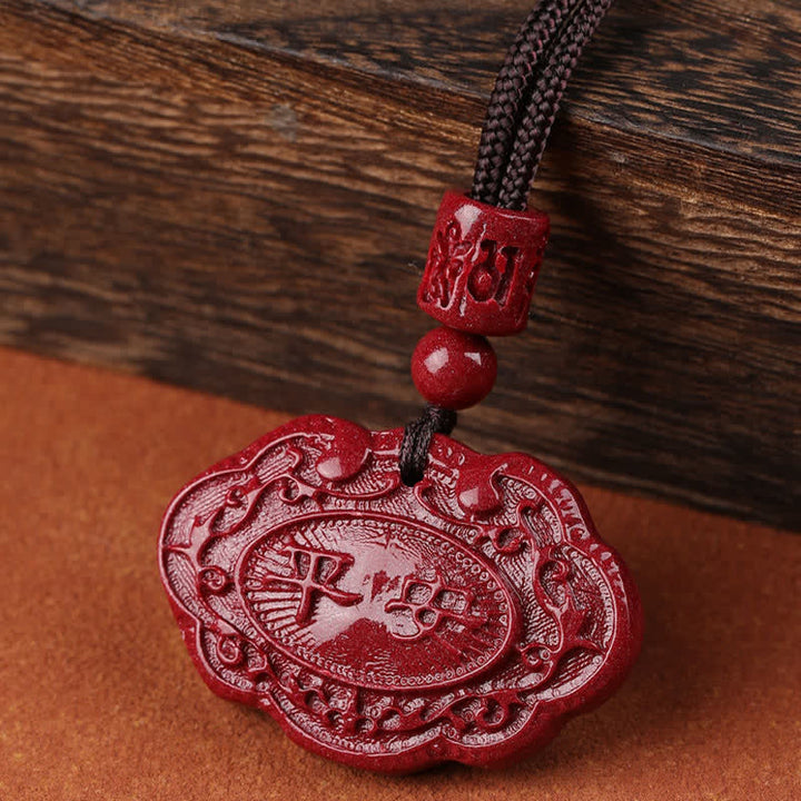 Buddha Stones Collar de la suerte con cuerda y candado Ruyi del personaje de Cinnabar Fu - image 2