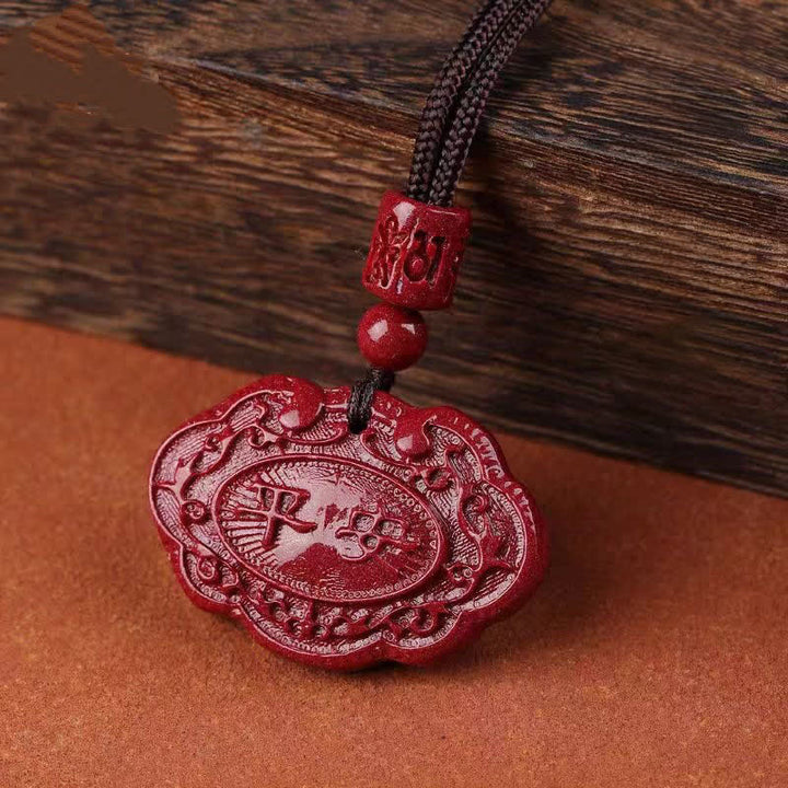 Buddha Stones Collar de la suerte con cuerda y candado Ruyi del personaje de Cinnabar Fu - image 8