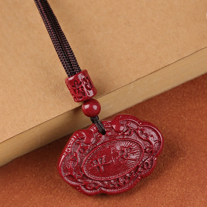 Buddha Stones Collar de la suerte con cuerda y candado Ruyi del personaje de Cinnabar Fu - image 9