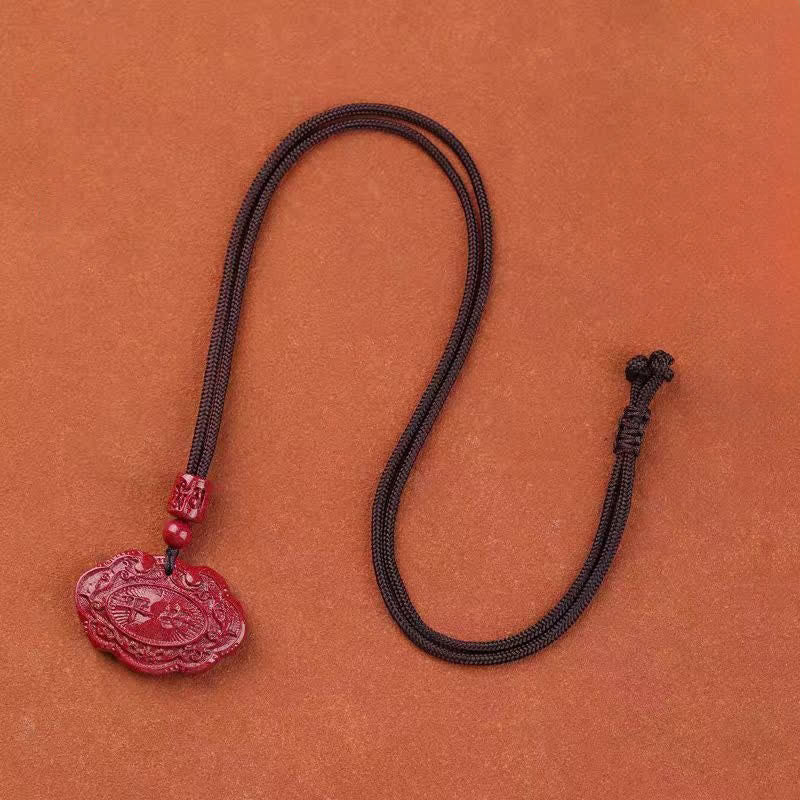 Buddha Stones Collar de la suerte con cuerda y candado Ruyi del personaje de Cinnabar Fu - image 1