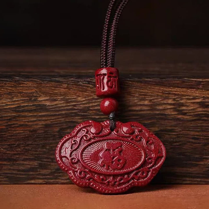 Buddha Stones Collar de la suerte con cuerda y candado Ruyi del personaje de Cinnabar Fu - image 7