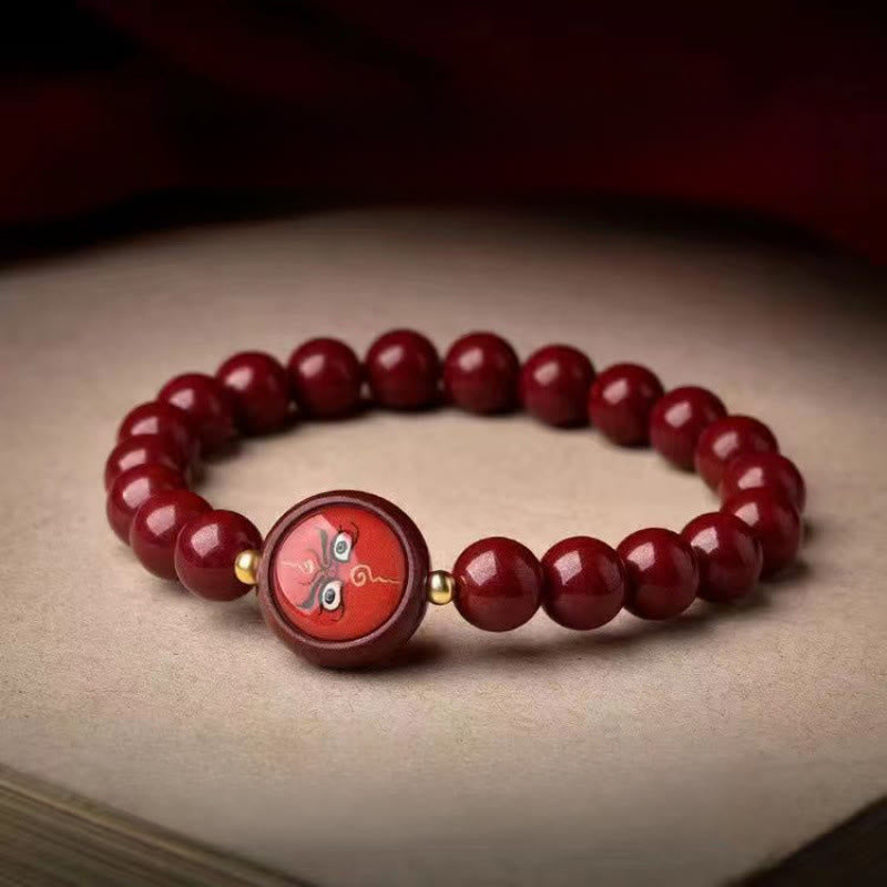 Buddha Stones Pulsera de bendición de los cinco dioses de la riqueza con cinabrio natural - Jambhala roja de 8 mm (circunferencia de la muñeca: 15-16 cm) - Cinabrio - image 11