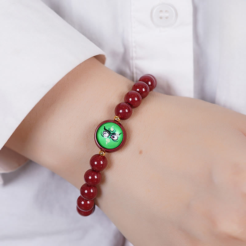 Buddha Stones Pulsera de bendición de los cinco dioses de la riqueza con cinabrio natural - image 6