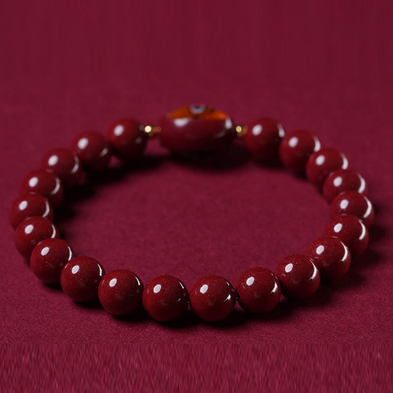 Buddha Stones Pulsera de bendición de los cinco dioses de la riqueza con cinabrio natural - image 12