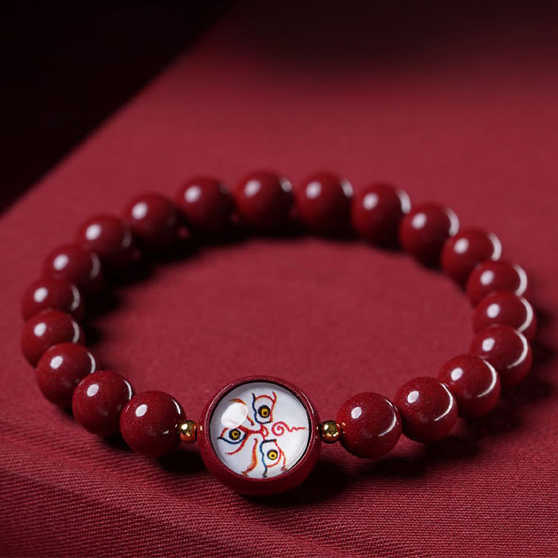 Buddha Stones Pulsera de bendición de los cinco dioses de la riqueza con cinabrio natural - image 8