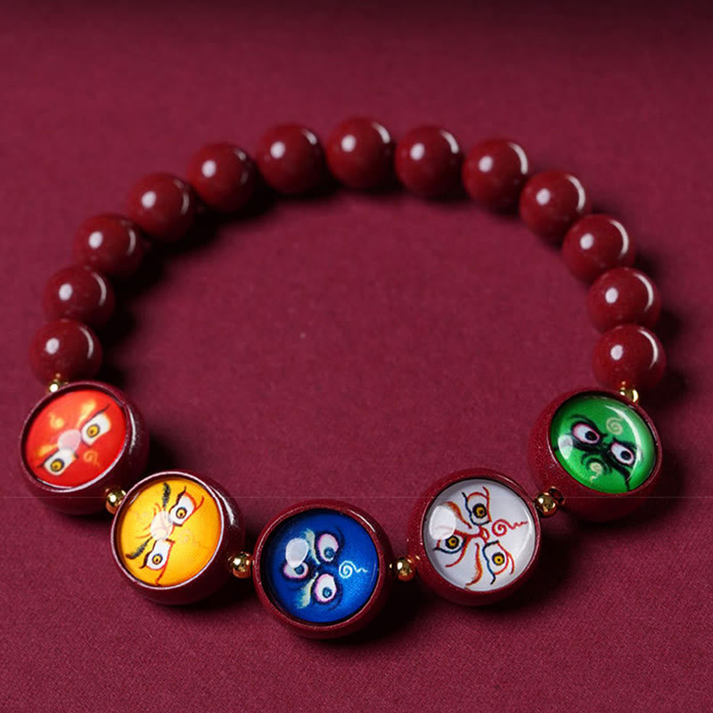 Buddha Stones Pulsera de bendición de los cinco dioses de la riqueza con cinabrio natural - image 17