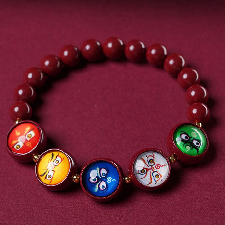 Buddha Stones Pulsera de bendición de los cinco dioses de la riqueza con cinabrio natural - image 17