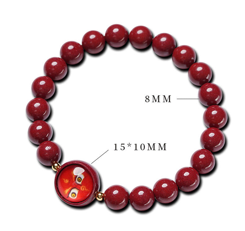 Buddha Stones Pulsera de bendición de los cinco dioses de la riqueza con cinabrio natural - image 14