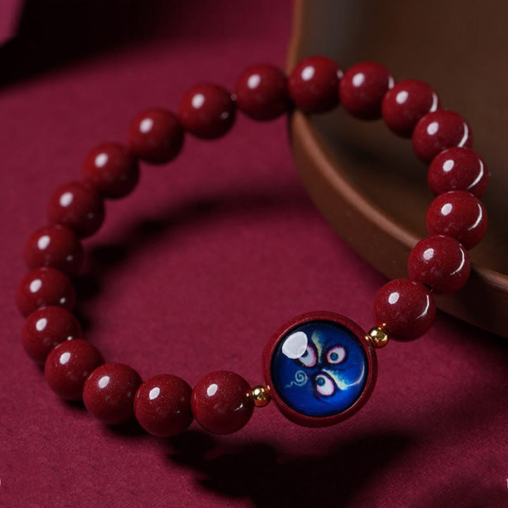 Buddha Stones Pulsera de bendición de los cinco dioses de la riqueza con cinabrio natural - image 10