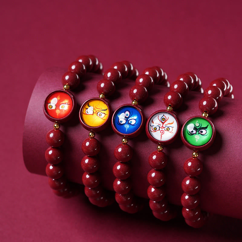 Buddha Stones Pulsera de bendición de los cinco dioses de la riqueza con cinabrio natural - image 0