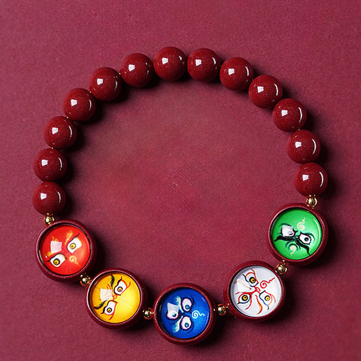 Buddha Stones Pulsera de bendición de los cinco dioses de la riqueza con cinabrio natural - image 16
