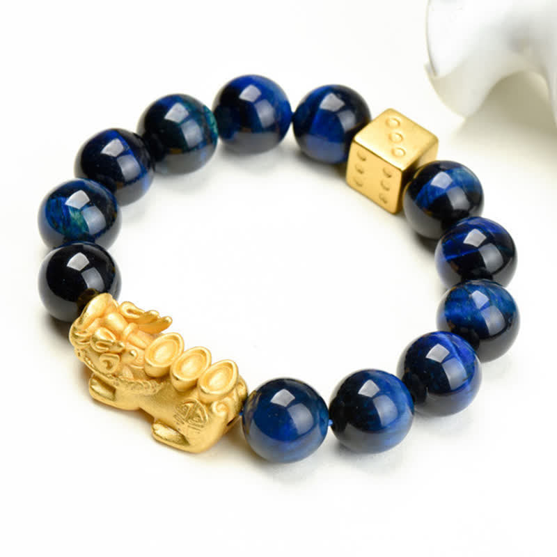 Buddha Stones Pulsera de cuentas de coraje con el personaje Pixiu Fu de ojo de tigre natural Om Mani Padme Hum - image 25