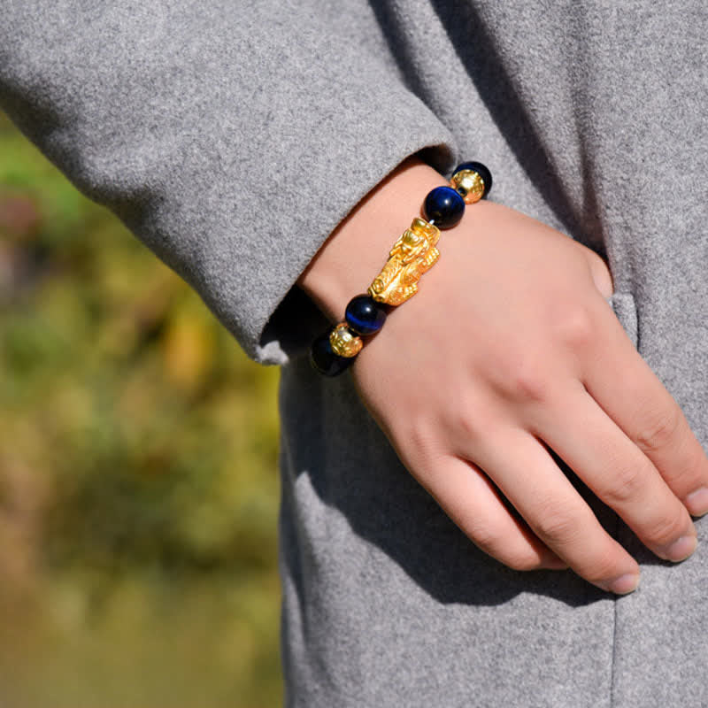 Buddha Stones Pulsera de cuentas de coraje con el personaje Pixiu Fu de ojo de tigre natural Om Mani Padme Hum - image 22