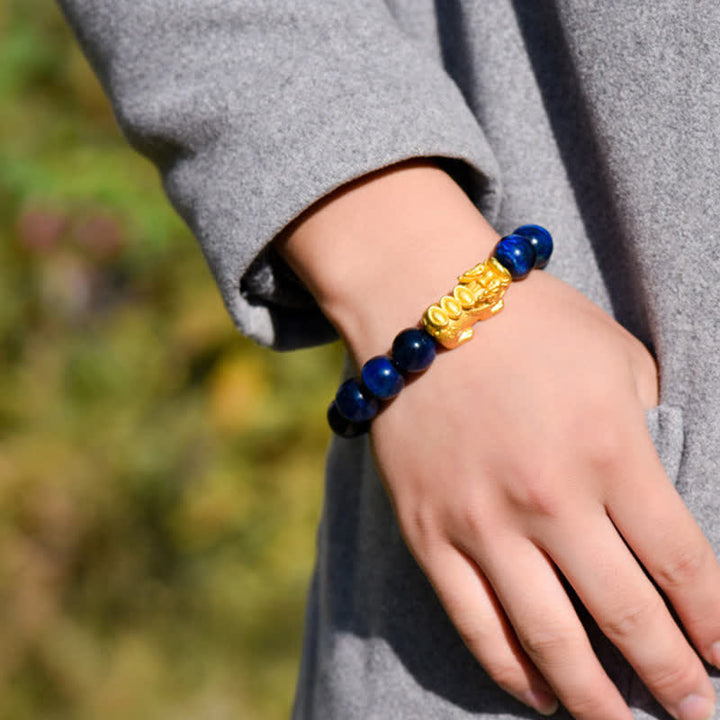 Buddha Stones Pulsera de cuentas de coraje con el personaje Pixiu Fu de ojo de tigre natural Om Mani Padme Hum - image 26