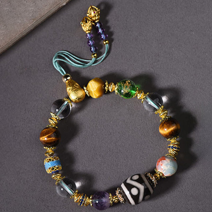 Buddha Stones Pulsera de salud con cuentas Dzi naturales de amatista y ojo de tigre - image 9