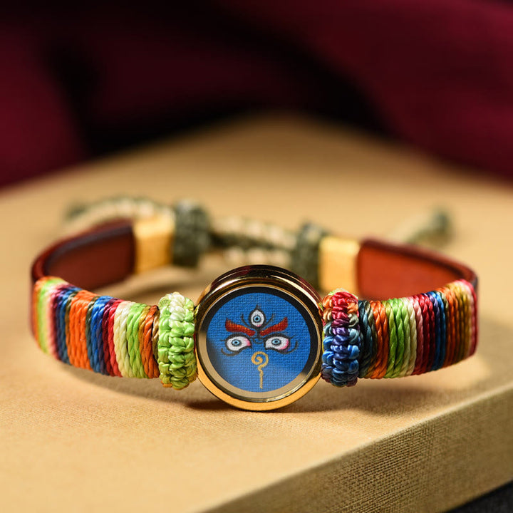 Buddha Stones Pulsera tibetana con la bendición del ojo de Buda de los cinco dioses de la riqueza de las cinco direcciones - Ojo de Jambhala azul (circunferencia de la muñeca: 15-24 cm) - image 13
