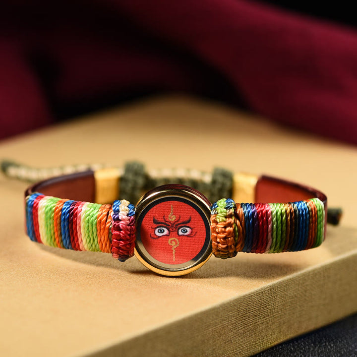 Buddha Stones Pulsera tibetana con la bendición del ojo de Buda de los cinco dioses de la riqueza de las cinco direcciones - Ojo de Jambhala rojo (circunferencia de la muñeca: 15-24 cm) - image 7