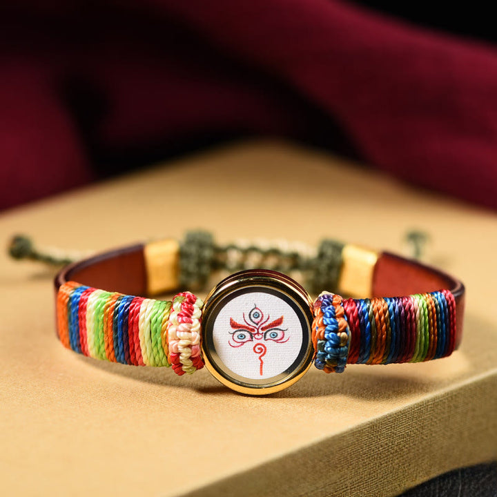 Buddha Stones Pulsera tibetana con la bendición del ojo de Buda de los cinco dioses de la riqueza de las cinco direcciones - Ojo de Jambhala blanco (circunferencia de la muñeca: 15-24 cm) - image 16