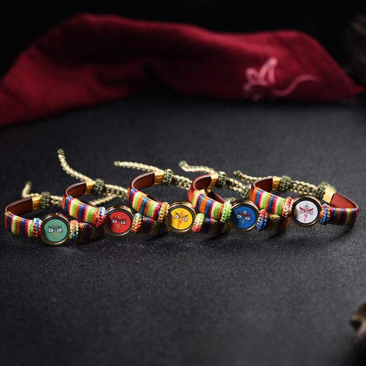 Buddha Stones Pulsera tibetana con la bendición del ojo de Buda de los cinco dioses de la riqueza de las cinco direcciones - image 0