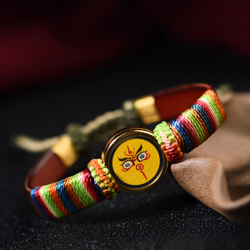 Buddha Stones Pulsera tibetana con la bendición del ojo de Buda de los cinco dioses de la riqueza de las cinco direcciones - image 2