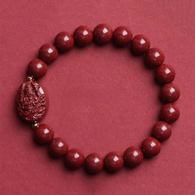 Buddha Stones Pulsera de la bendición del Buda natal del zodíaco chino con cinabrio - Avalokiteshvara de mil brazos (circunferencia de la muñeca: 15-16 cm) - image 1