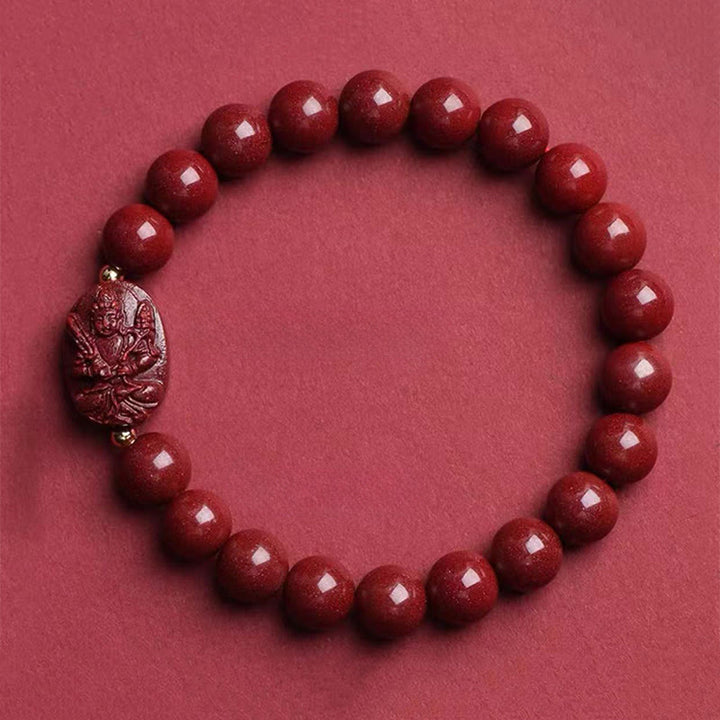 Buddha Stones Pulsera de la bendición del Buda natal del zodíaco chino con cinabrio - Bodhisattva del Vacío del Buey/Tigre (Circunferencia de la muñeca: 15-16 cm) - image 9