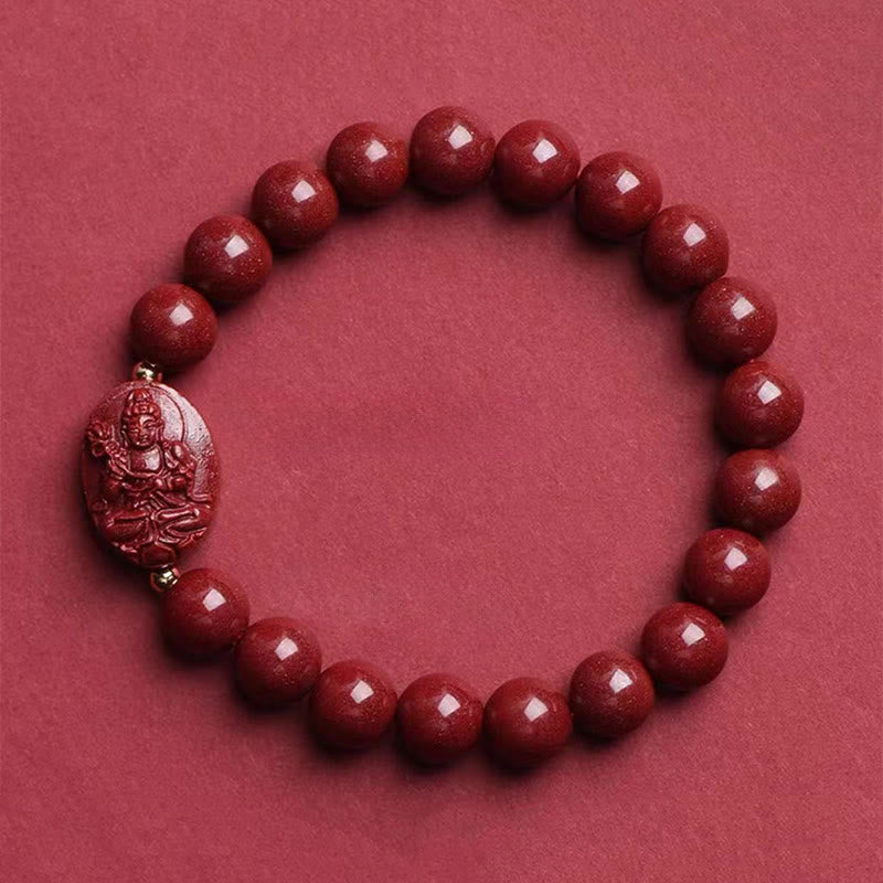 Buddha Stones Pulsera de la bendición del Buda natal del zodíaco chino con cinabrio - Bodhisattva Mahasattva Caballo (Circunferencia de la muñeca: 15-16 cm) - image 0