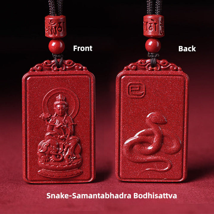 Buddha Stones Colgante de collar con la bendición del Buda natal del zodíaco chino de cinabrio - Bodhisattva Serpiente-Samantabhadra - 19*34 mm - image 18