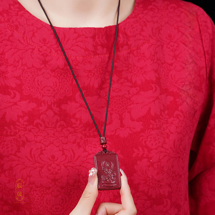 Buddha Stones Colgante de collar con la bendición del Buda natal del zodíaco chino de cinabrio - image 16
