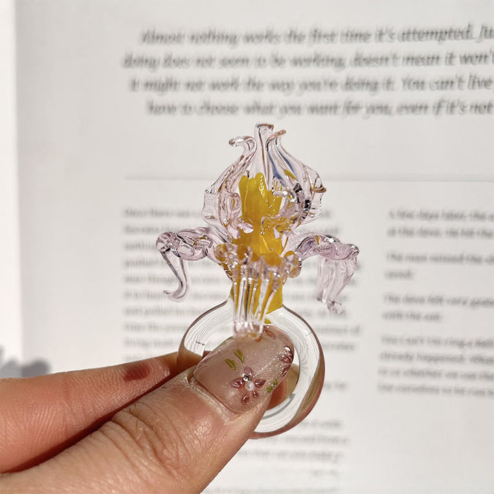 Buddha Stones Anillo de sabiduría con flor de liuli Iris - Rosa translúcido (17 mm) (El color, la forma y el tamaño pueden variar) - image 8