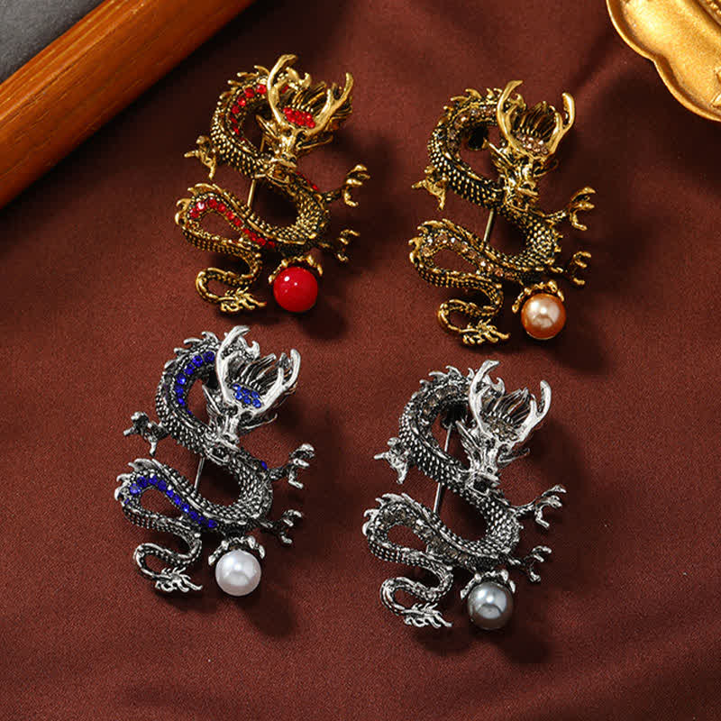 Buddha Stones Broche de fuerza de perla con dragón dominante - image 11
