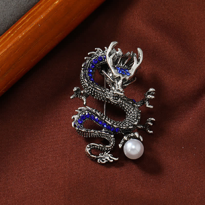 Buddha Stones Broche de fuerza de perla con dragón dominante - image 4