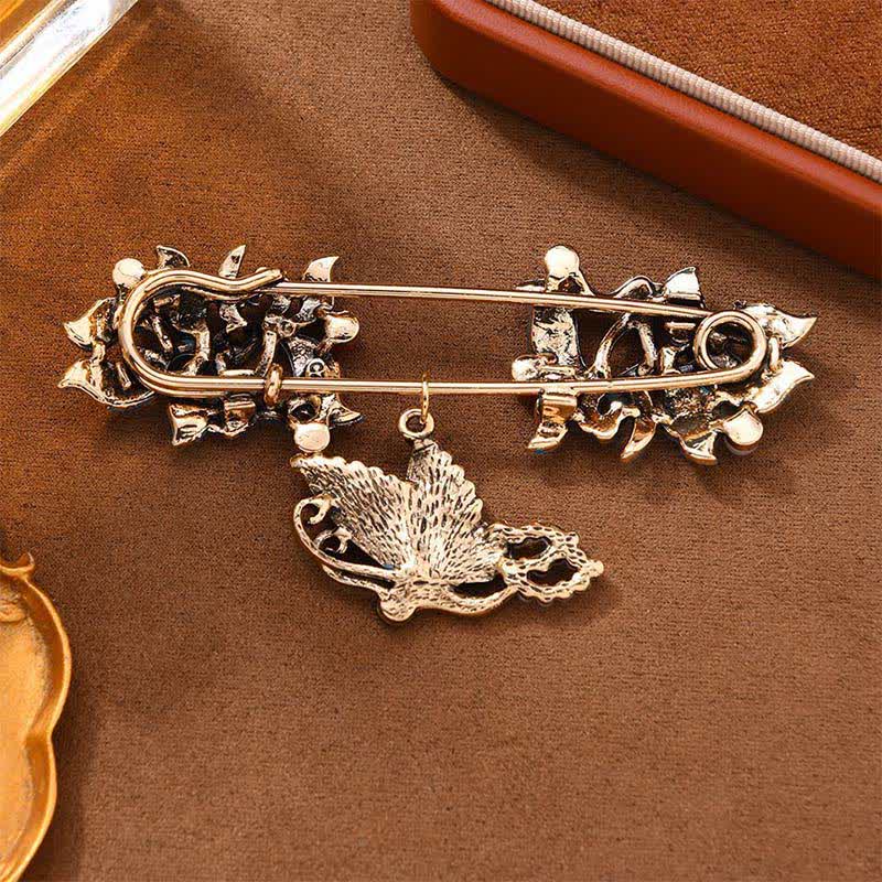 Buddha Stones Broche de cloisonné de esmalte con forma de pez koi, mariposa y perla que simboliza la prosperidad. - image 4