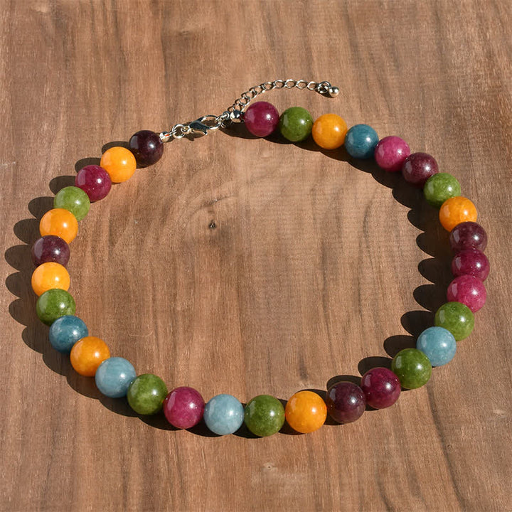 Buddha Stones Collar con cuentas de turmalina aguamarina de cristal natural de 12 mm para sanación. - Turmalina natural (el color puede variar) - image 2