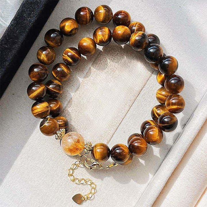 Buddha Stones Collar con cuentas de citrino ojo de tigre natural, símbolo de valentía. - image 2