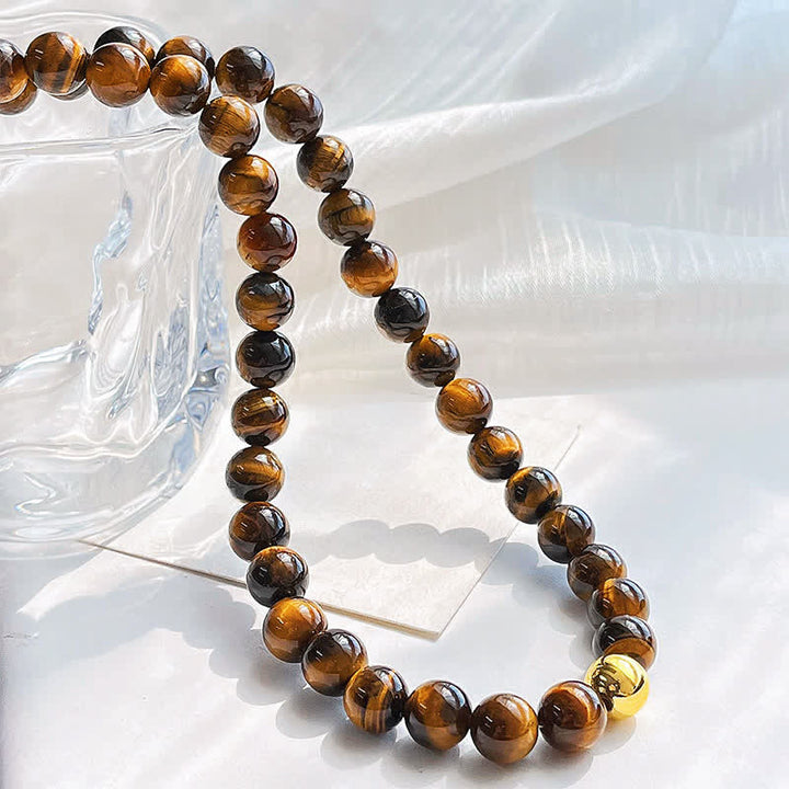Buddha Stones Collar con cuentas de cobre y ojo de tigre natural - image 4