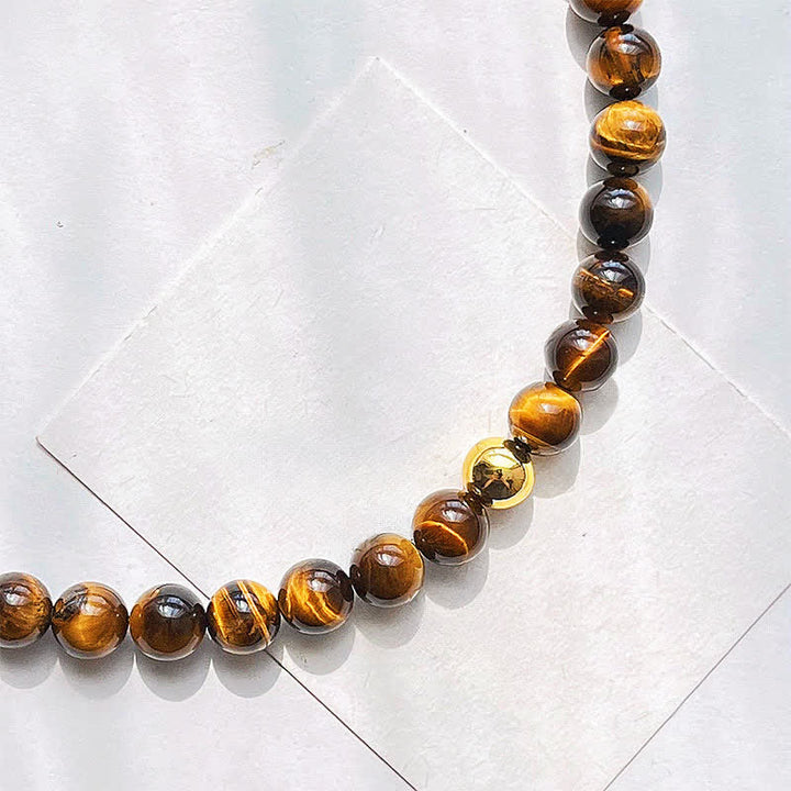 Buddha Stones Collar con cuentas de cobre y ojo de tigre natural - image 8